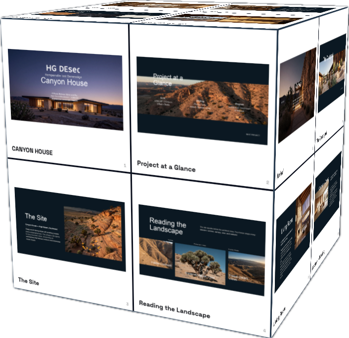 A Visual Thinking Space cube — cards wrapped around its faces as a 3D presentation